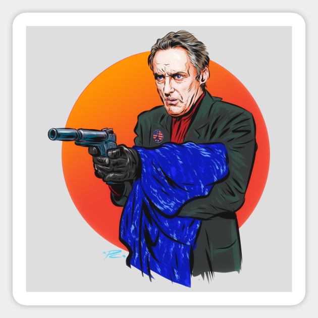 Dennis Hopper - An illustration by Paul Cemmick Sticker by PLAYDIGITAL2020